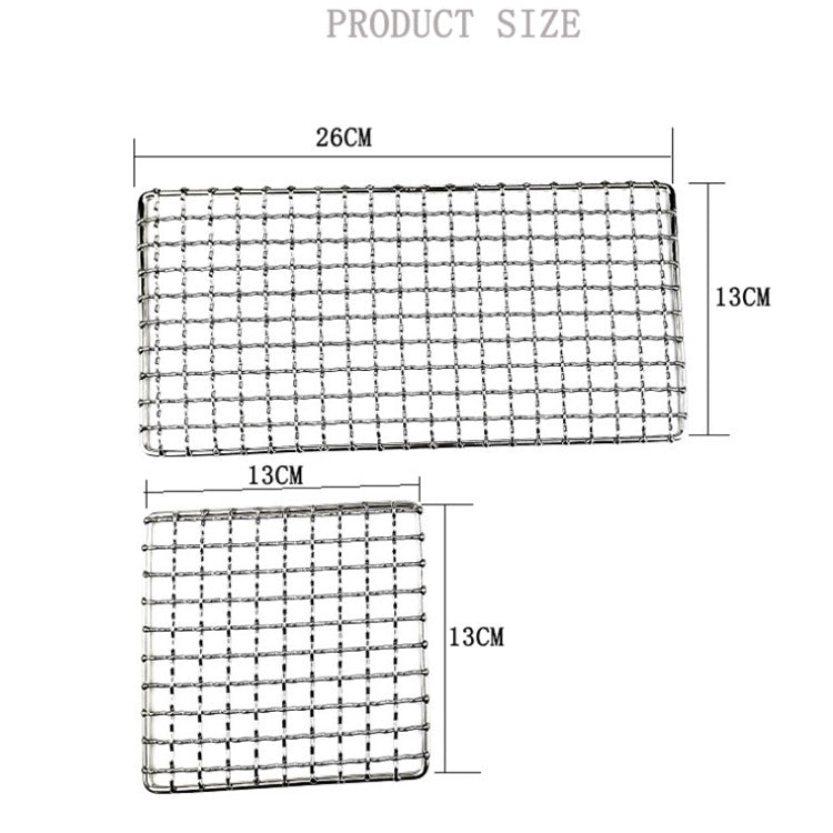 Square stainless steel mesh rack size: 26cm x 13cm, with 13cm x 13cm tray