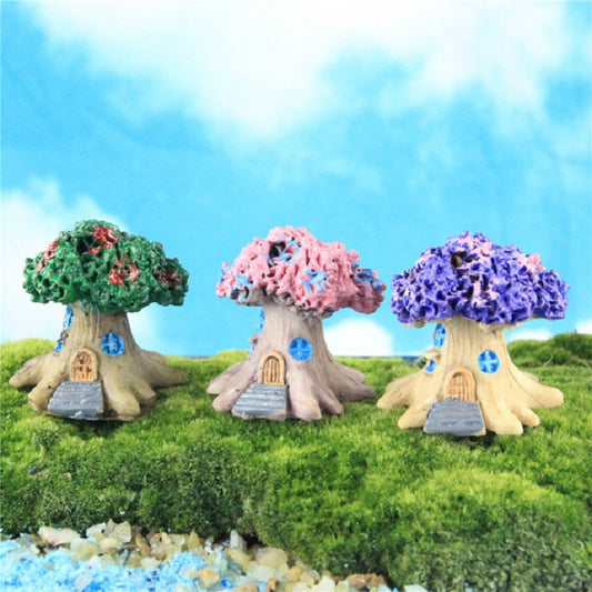 Micro Landscape Flower Pot Decoration Fleshy Cartoon Construction Toy Big Tree House Resin Decoration