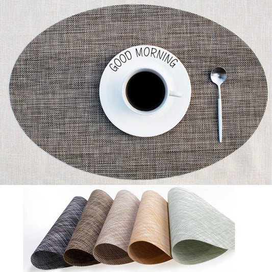 PVC Oval Shape Dining Table Mat Heat Insulation Non-Slip Placemats Disc Bowl Tableware Pads