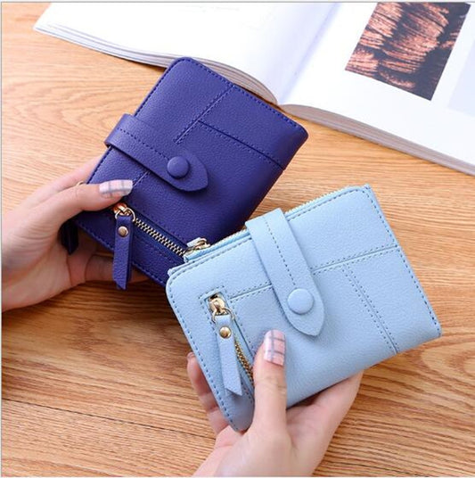 Women Two-folding Wallet Multi-function Clutch Bag Small Wallet, Two-folding Sky Blue, Two-folding Green, Two-folding Dark Blue, Two-folding Black