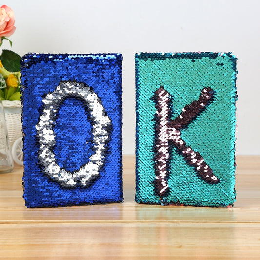 Creative Stationery Letter Fish Scale Notebook Sequin Flip Business Office Notepad