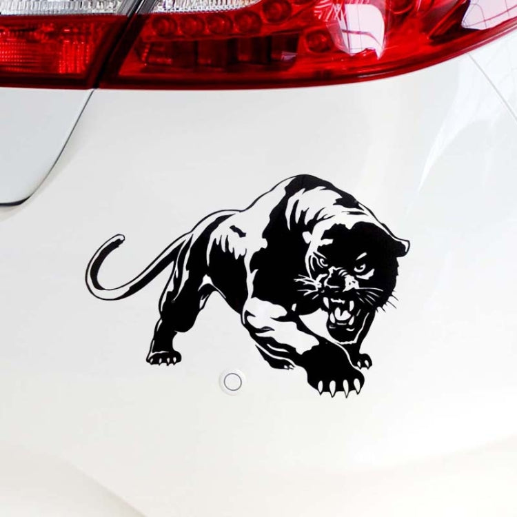 Wild panther car body decal sticker on vehicle, black and white running panther