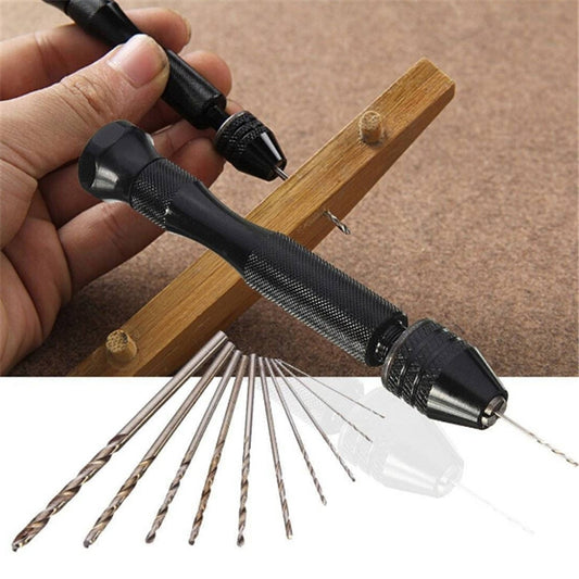 11 In1 Mini Manual Drill With Drill Plastic Walnut Wenwan Punching Tool, 11 In 1 / Set
