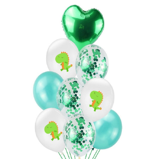 Birthday Party Dinosaur Latex Sequin Balloon Party Atmosphere Decoration Dinosaur Set, Dinosaur Green Sequins, Dinosaur Green Dots, Dinosaur Champagne Gold Glitter, Dinosaur Green Agate Balloons, Dinosaur White Dots, Sequin Bouquet Set