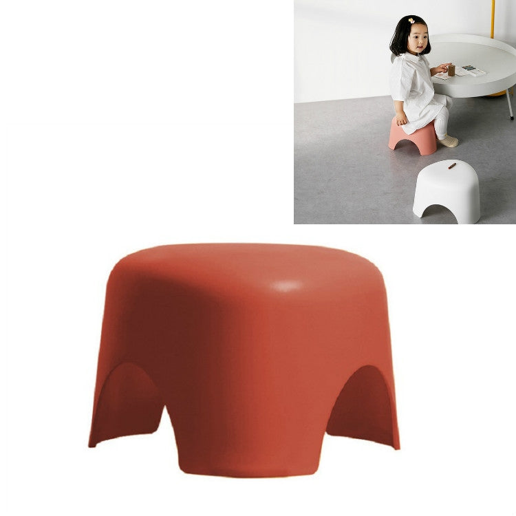 Kids plastic stool, small, red, rounded top with arched side openings