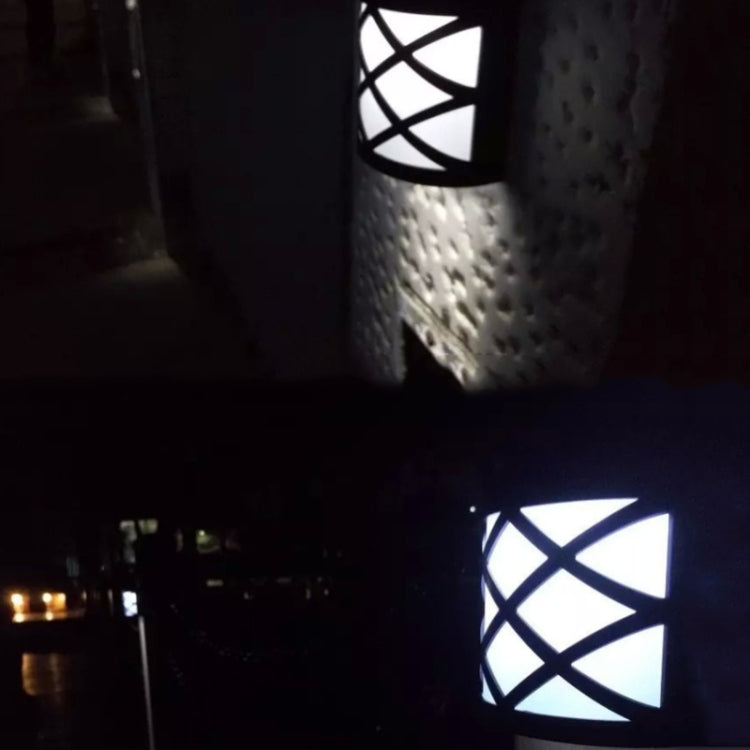 Solar LED wall light with white glowing lattice panel