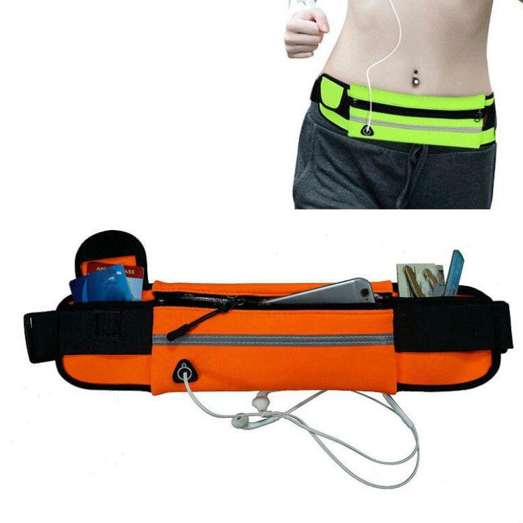 Orange waist bag with zipper phone pocket, inner organizer pouches, adjustable strap