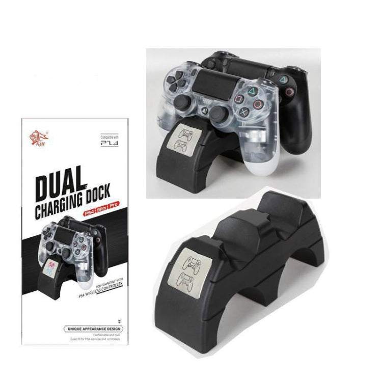 Black dual controller charging dock stand with controller and product box