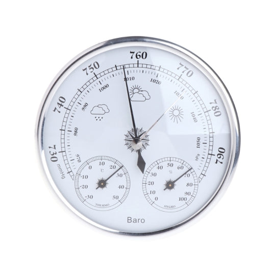 THB9392 Wall Hanging Household Weather Station Barometer Thermometer Hygrometer, THB9392 128mm Gold, THB9392 128mm Silver