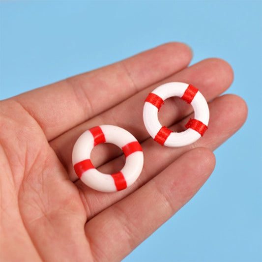 2 PCS Mini Lifebuoy Beach Seaside Model Material