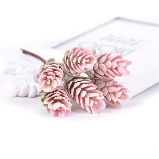 2 Bunches Artificial Flowers Plant Pine Cone Bouquet for Wedding Christmas Decoration
