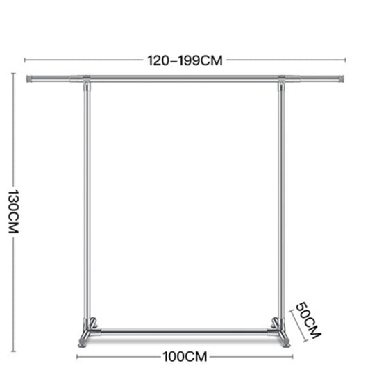 120-200cm Telescopic Drying Rack Outdoor Calcony Storage Shelf Stainless Steel Hanger Single Rod Clothes Rack, 120-200cm