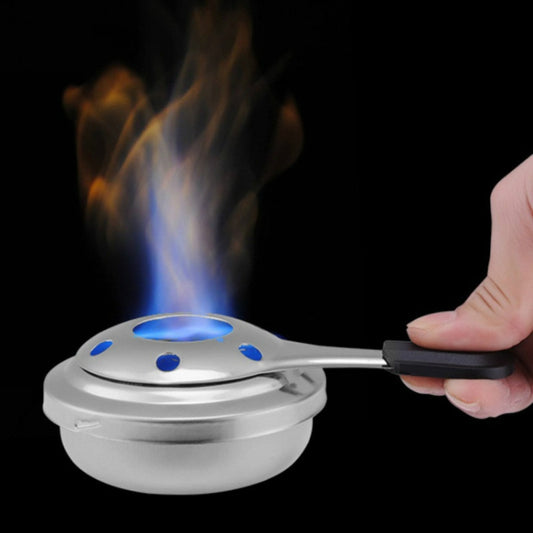 Outdoor Mini Stainless Steel Handle Alcohol Stove Camping Fuel Small Hot Pot Windproof Alcohol Stove, 9.5cm