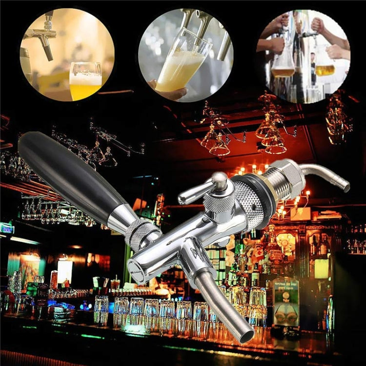Chrome tap dispenser with black lever handle and two spout tubes