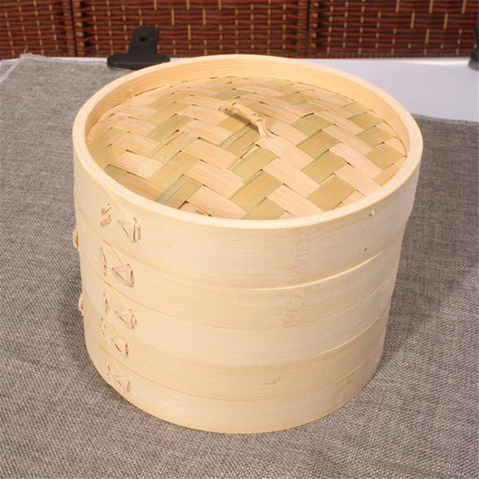 Xiaolongbao Bamboo Steamer Household Steamed Dumpling Cage Drawer Multi Layer Deepened Bamboo Steaming Rack, 10cm Cover, 10cm Cage, 13cm Cover, 13cm Cage