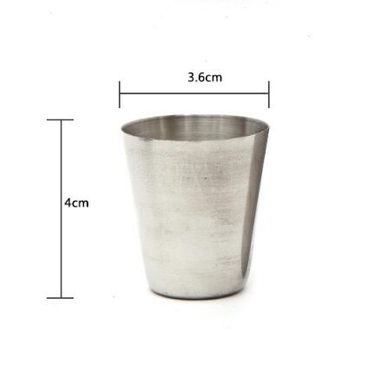 Stainless steel mini wine cup dimensions: 3.6cm wide, 4cm tall