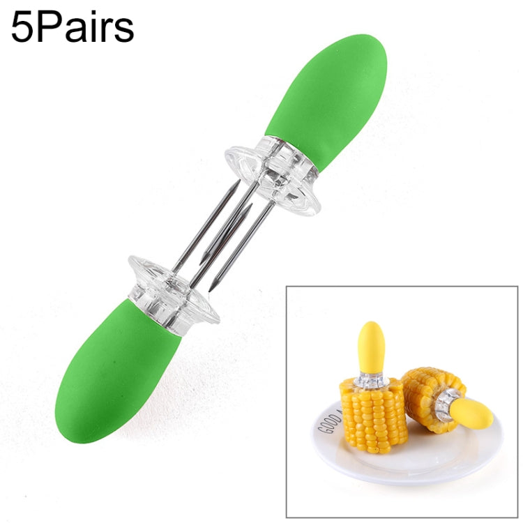 5 Pairs Outdoor BBQ Stainless Steel Corn Fork Fruit Fork Corn Device