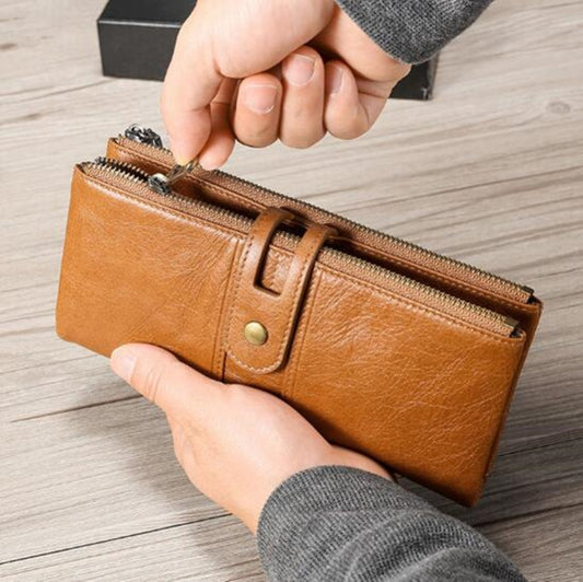 Ladies Genuine Leather Long Wallet Anti-theft Card Bag Multifunctional Clutch Bag