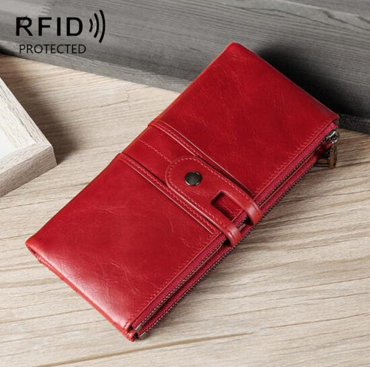 Ladies Genuine Leather Long Wallet Anti-theft Card Bag Multifunctional Clutch Bag