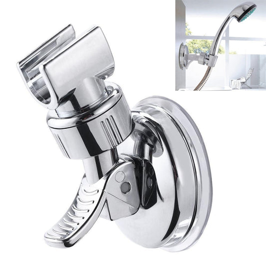 Shower Head Handset Holder Chrome Bathroom Wall Mount Adjustable Suction Bracket, Fully Plated