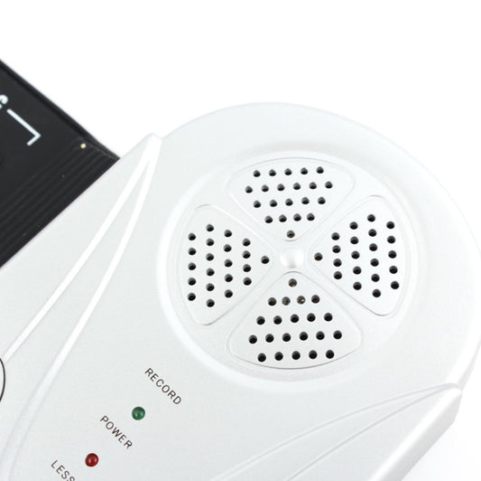 White roll-up electronic piano speaker grille with record and power indicators