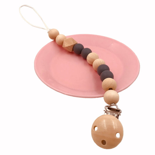 Baby Pacifier Clip Chain Wooden Holder Soother Pacifier Clips Leash Strap Nipple Holder for Infant Feeding
