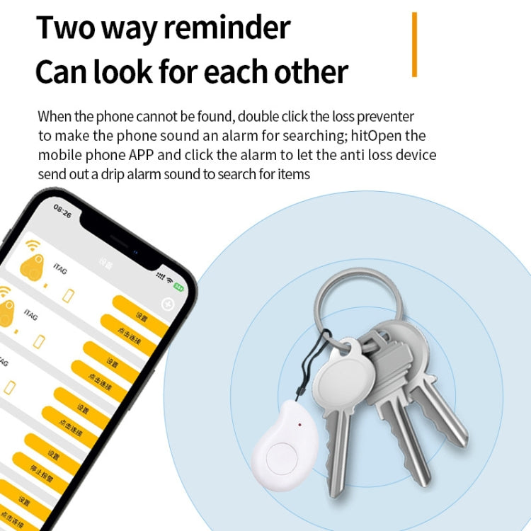 White mini GPS tracker tags on key ring with keys