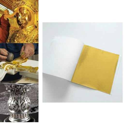 100 PCS 9x9CM Imitation Gold Leaf Hotel Decorative Sticker