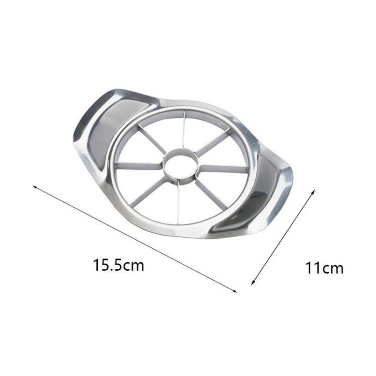 Stainless steel apple cutter/slicer dimensions shown: 15.5cm x 11cm