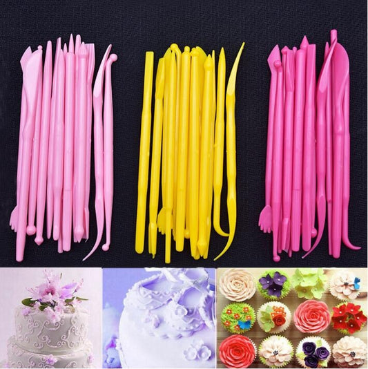 2 Sets Mini Fondant Styling Engraving Group Tools Cake Engraving Pen, 28 PCS Yellow, 28 PCS Rose Red, 28 PCS Pink