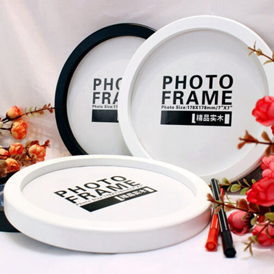 Hanging Wall Mounted Round Photo Frame Creative Gifts Home Decoration Wood-based Photo Frame Holder, 10 inch, 7 inch
