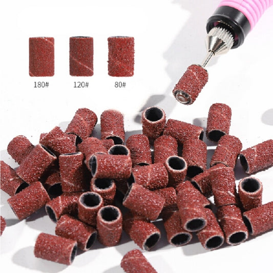 100pcs / Pack Nail Art Electric Grinder Accessories Sandpaper Ring Sand Cloth Ring Grinding Ring, 80#, 120#, 180#