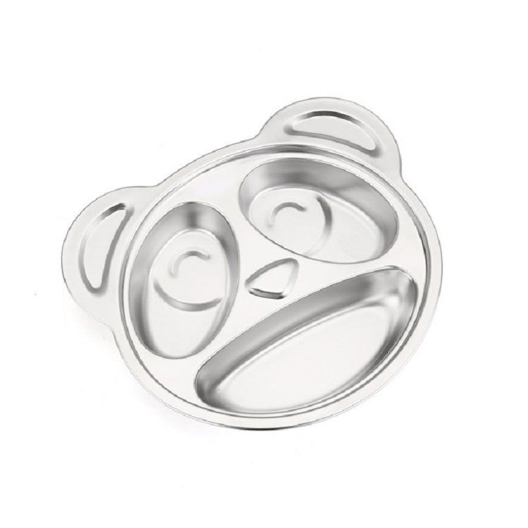 Stainless steel cartoon-shaped divided plate with 3 sections and built-in divider