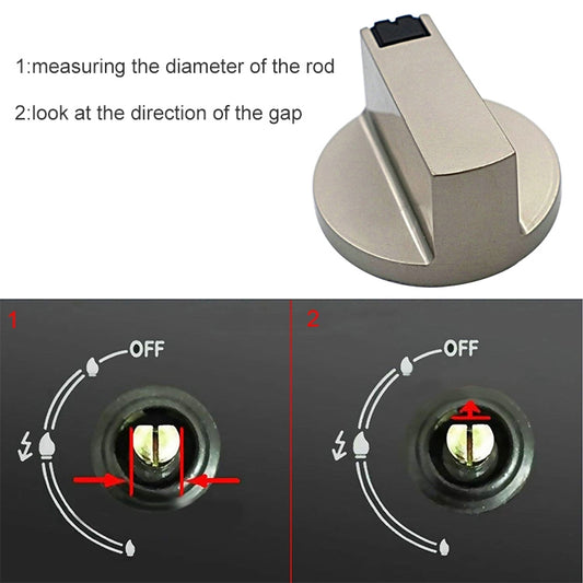 2 PCS Universal Metal Rotary Switch Control Knobs Replacement Accessories for Home Kitchen Gas Stove, 2 PCS Shaft Diameter 6mm