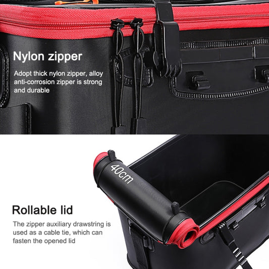 Thickened Multifunctional Folding Live Fish Box Fishing Bucket, 30 cm (no Handle and no Side Pockets), 35 cm (with Handle without Side Pockets), 40 cm (with Handle and Side Pocket), 45 cm (with Handle and Side Pocket), 50 cm (with Handle and Side Pocket)
