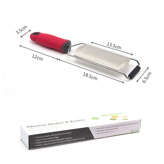 Cheese Grater Stainless Steel Blade Cheese Slicer Lemon Grater Chocolate Scraping Planer with Protective Cover, Cheese Grater (Red), Cheese Grater (Black)