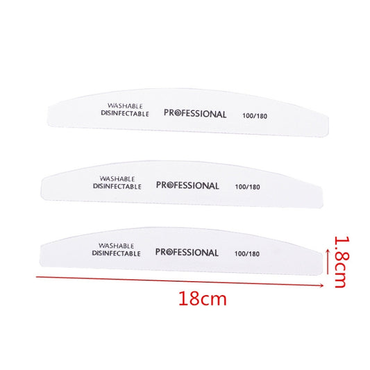 Three washable nail files, professional 100/180 grit, size 18 cm