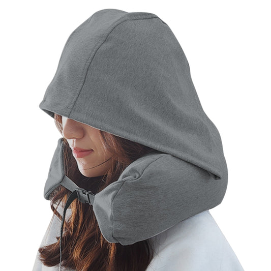 Portable Airplane Travel U-shaped Hooded Pillow Nap Time Neck Pillow