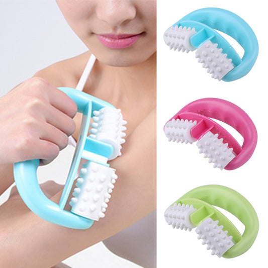 T9142 Plastic Manual Two-wheel Massager Round Handle Massager
