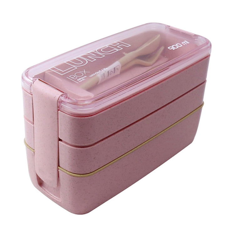 900ml 3 Layers Bento Box Lunch Box Food Container Wheat Straw Material Microwavable Dinnerware Lunchbox