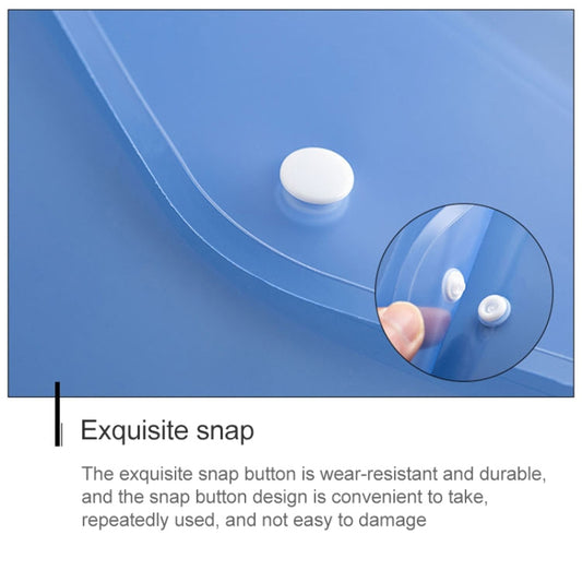 Blue clear A4 folder with round snap button closure, PP material