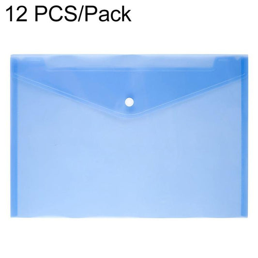 Blue clear A4 document folder with snap button closure, PP sheet set