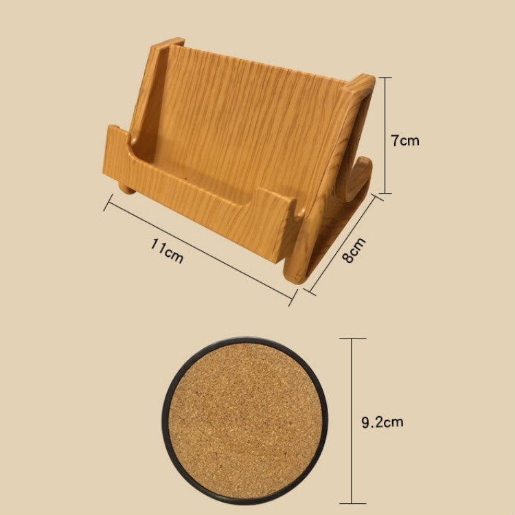 Wood coaster stand with 11cm x 7cm size; round cork coaster 9.2cm