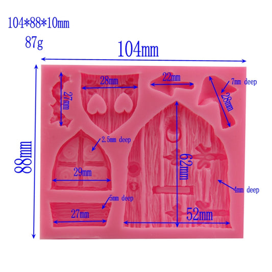 2 PCS Cartoon House Wooden Window Shape Silicone Candy Mold Fairy Tale Cake Decorating Tool, House Wooden Window Shape