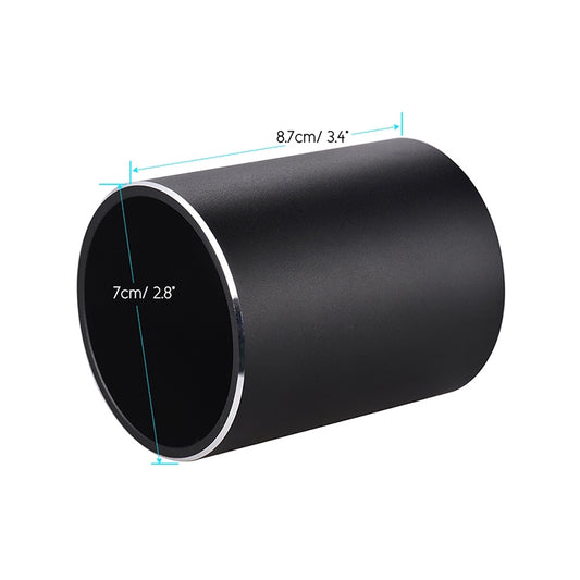 Black round aluminum pencil holder cylinder with open top