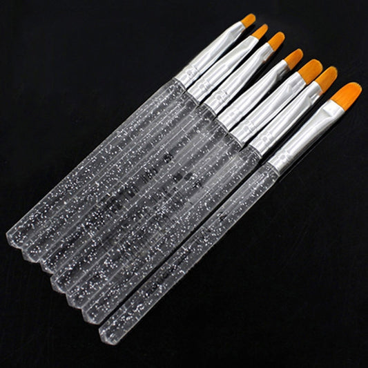 7pcs /Set UV Gel Acrylic Crystal Design Builder Painting Nail Art Brush Pen Tool Set Crystal Painting Drawing Carving Pen Set