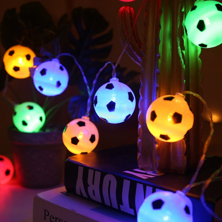 Color-changing football LED string lights with multicolor glowing bulbs