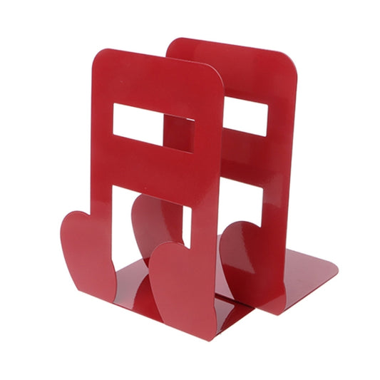 Red musical-note metal bookends, two-piece desk stand with cutout shapes