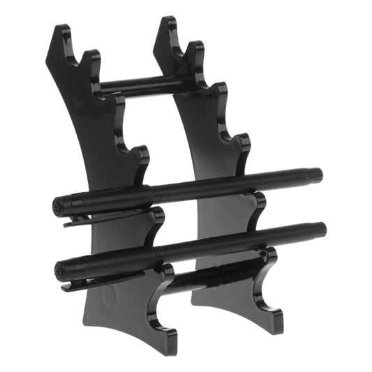 Black 6-slot pen and brush holder stand with dual horizontal rods