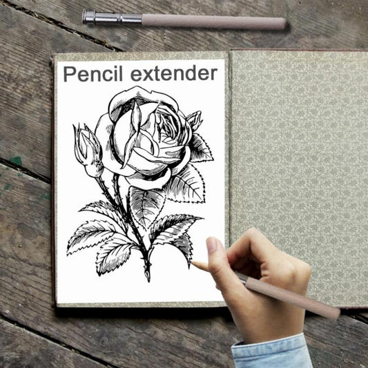 2 PCS Wood Single Head Pencil Extender Holder Sketch School Office Art Write Tool